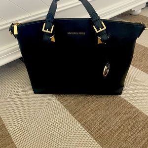 Large black leather Michael Kors tote
